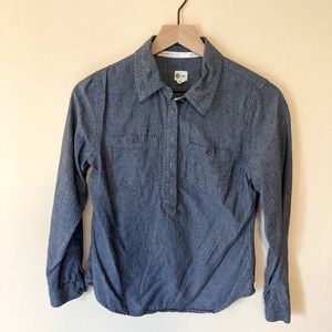 Toms for Target Blue Dot Shirt Half Button Down XS